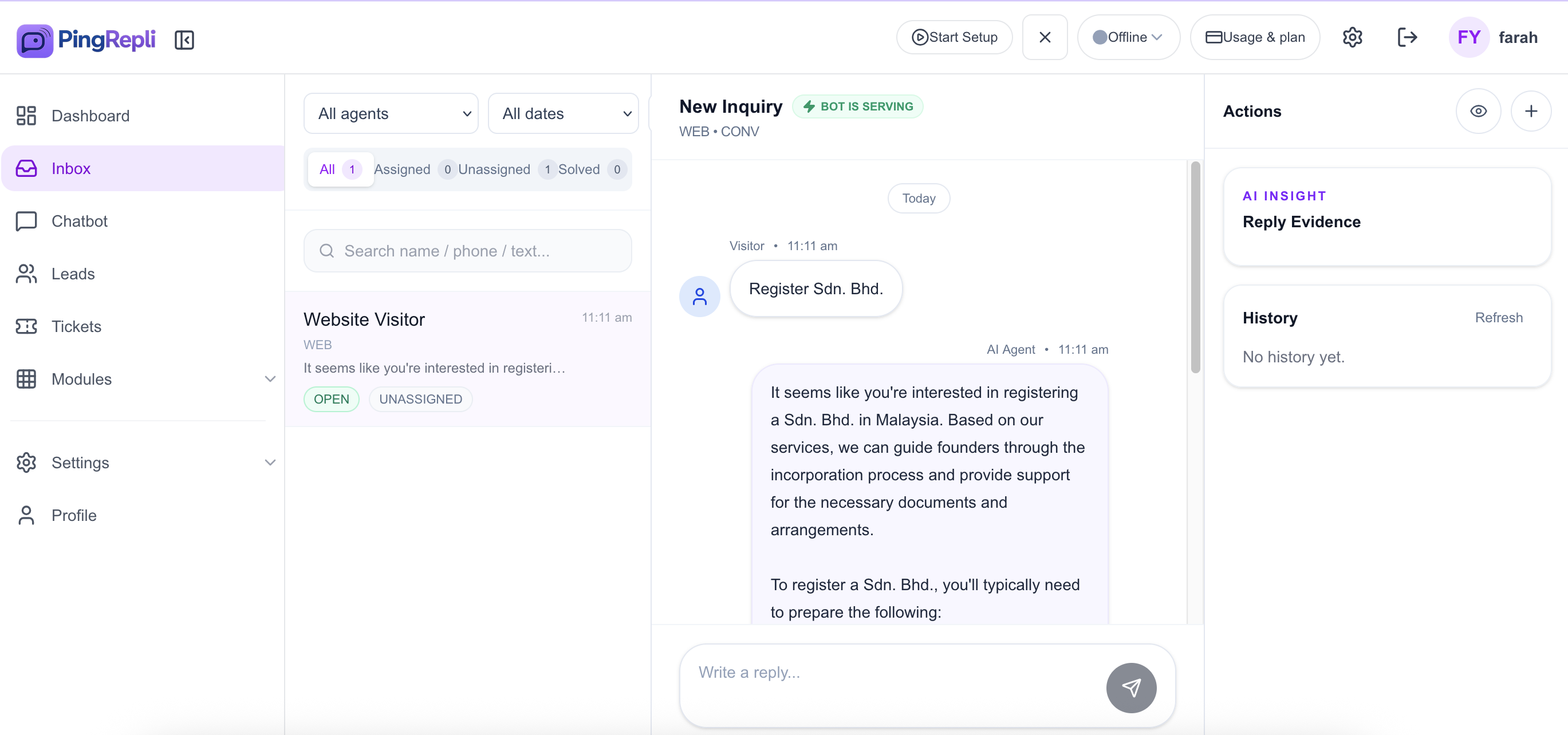 Labels area in Inbox.
